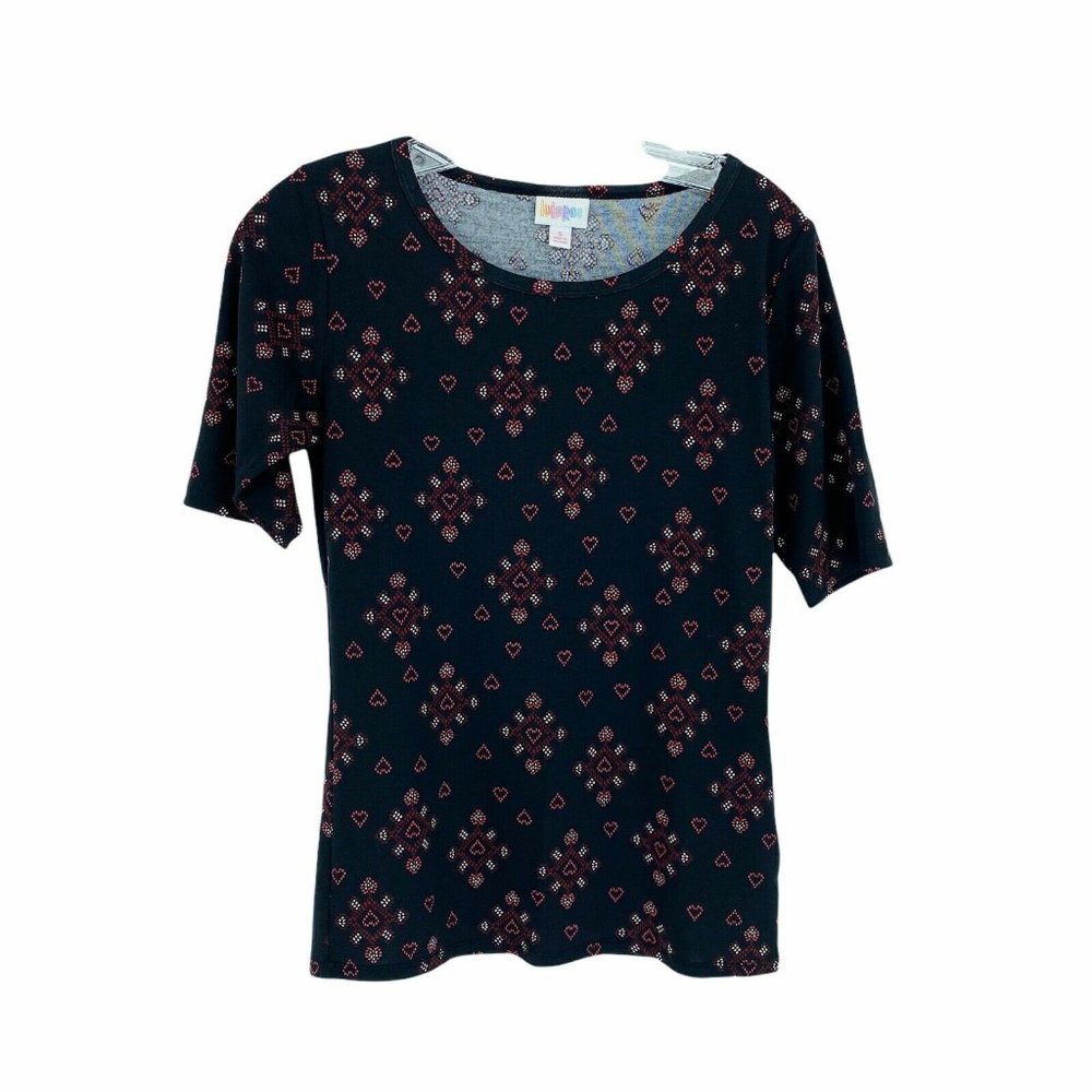 New Lularoe Blouse Small Short Sleeve Black Heart